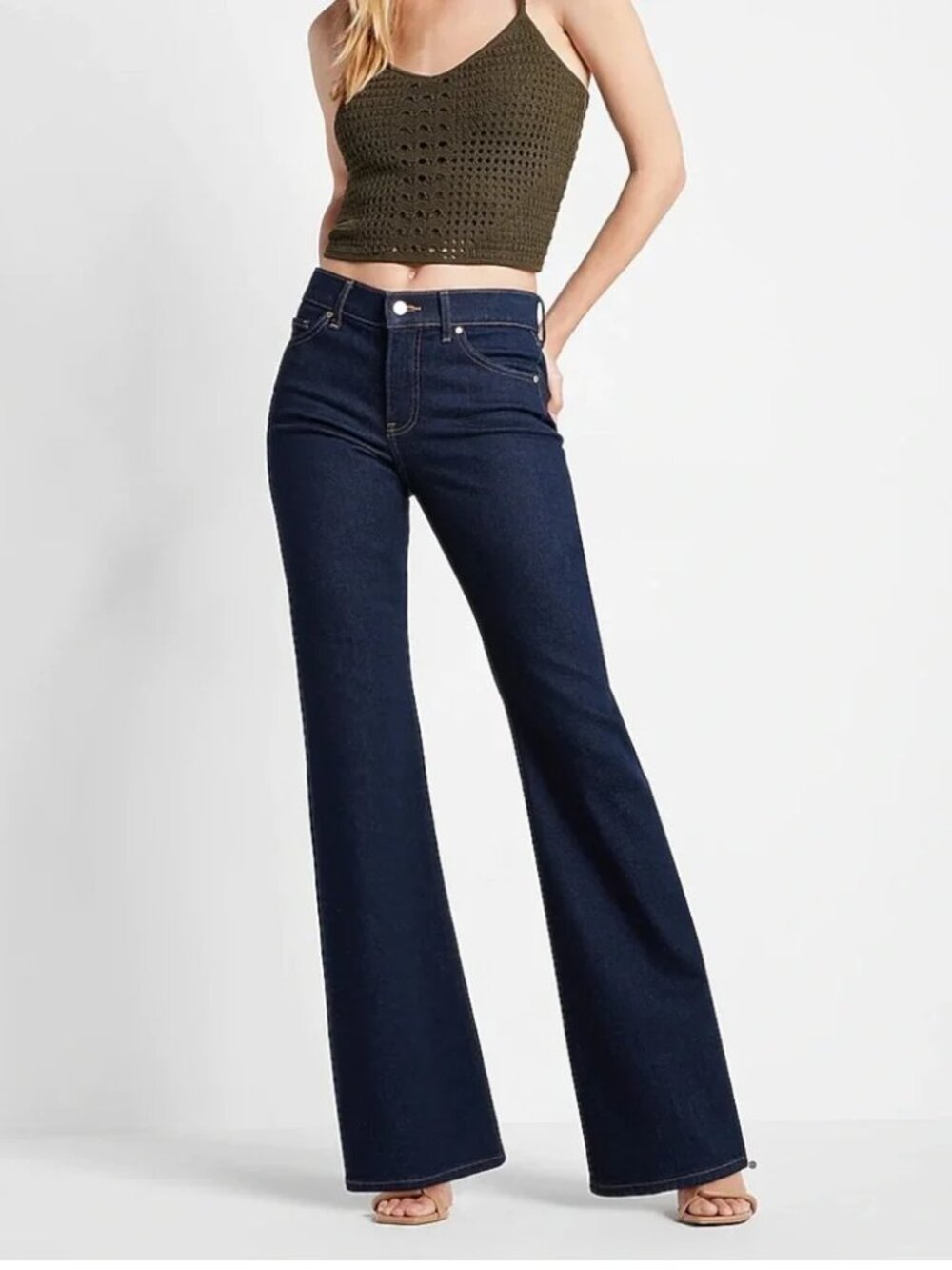 Express Brand Mid Rise Dark Wash '70s Flare Jeans size 10S NWOT!!